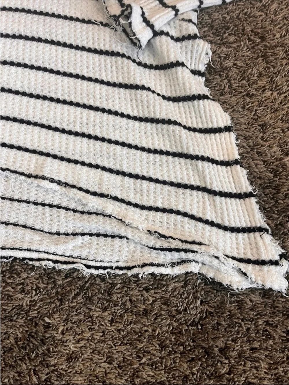 Free People Sunset Park Thermal Top Striped V-Neck Oversized Tunic White Black M